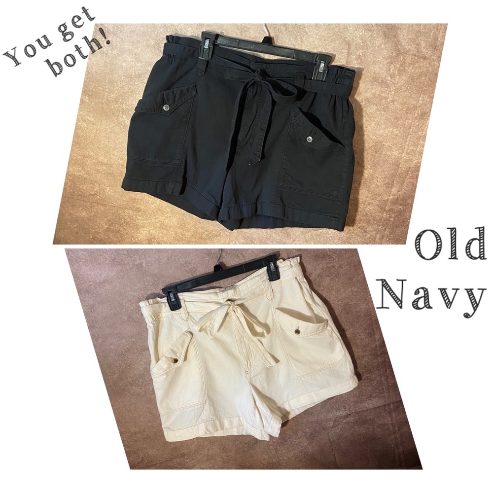 Old Navy-Extra High-Waisted Tie-Front Cargo Workwear Shorts-Women’s size 14-EUC